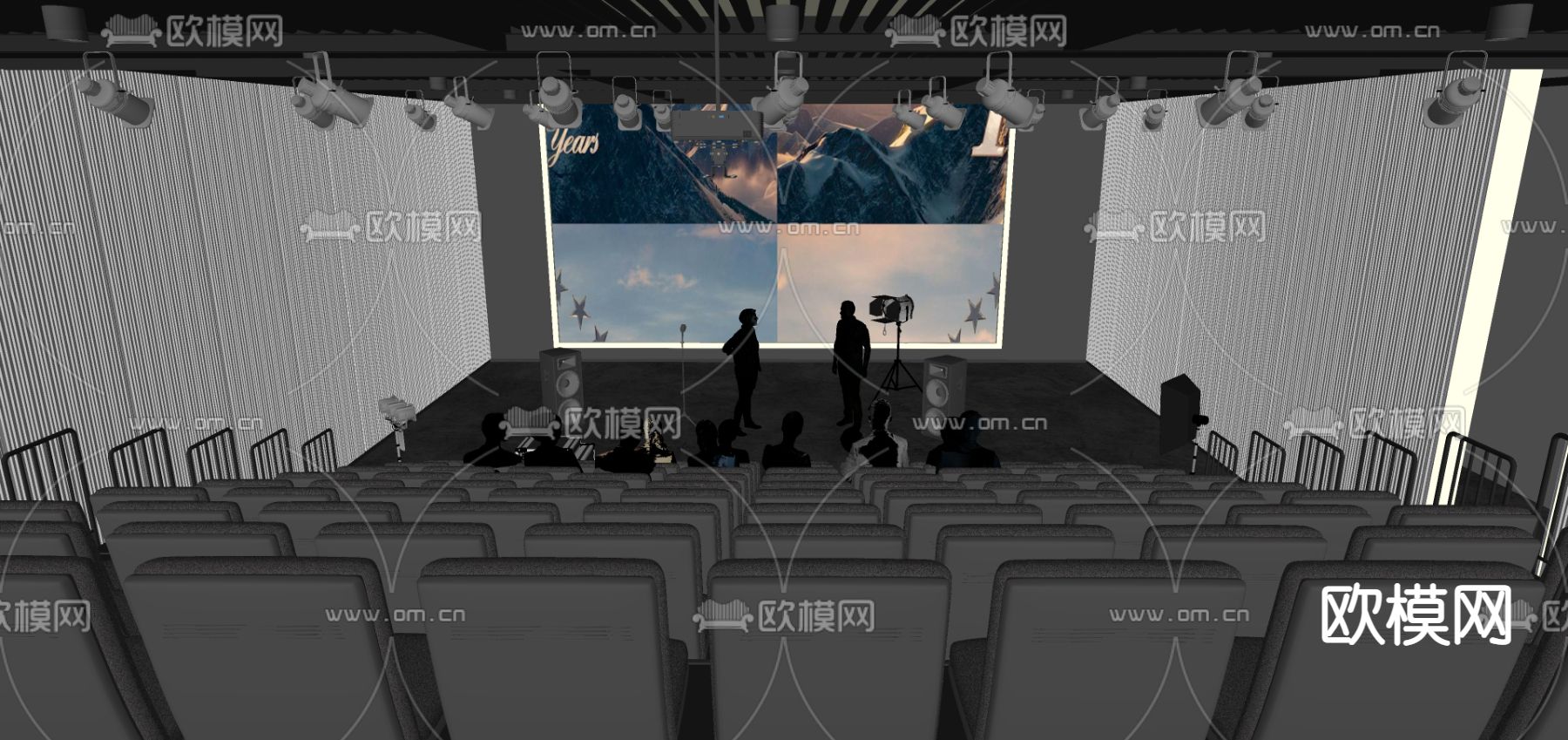 现代电影院su模型下载