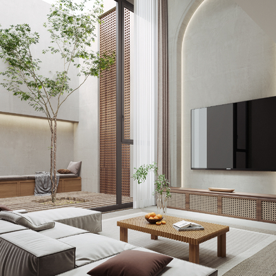 天井庭院客厅3d模型