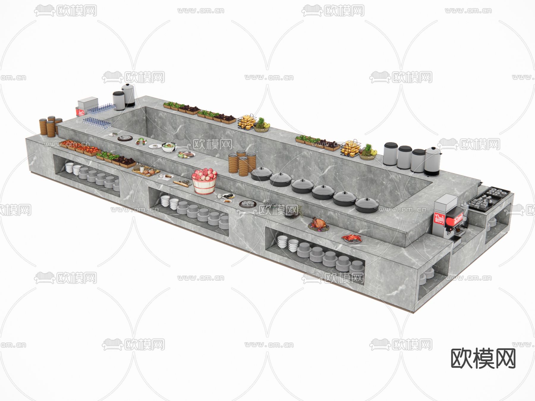 现代自助餐台调料台3d模型下载