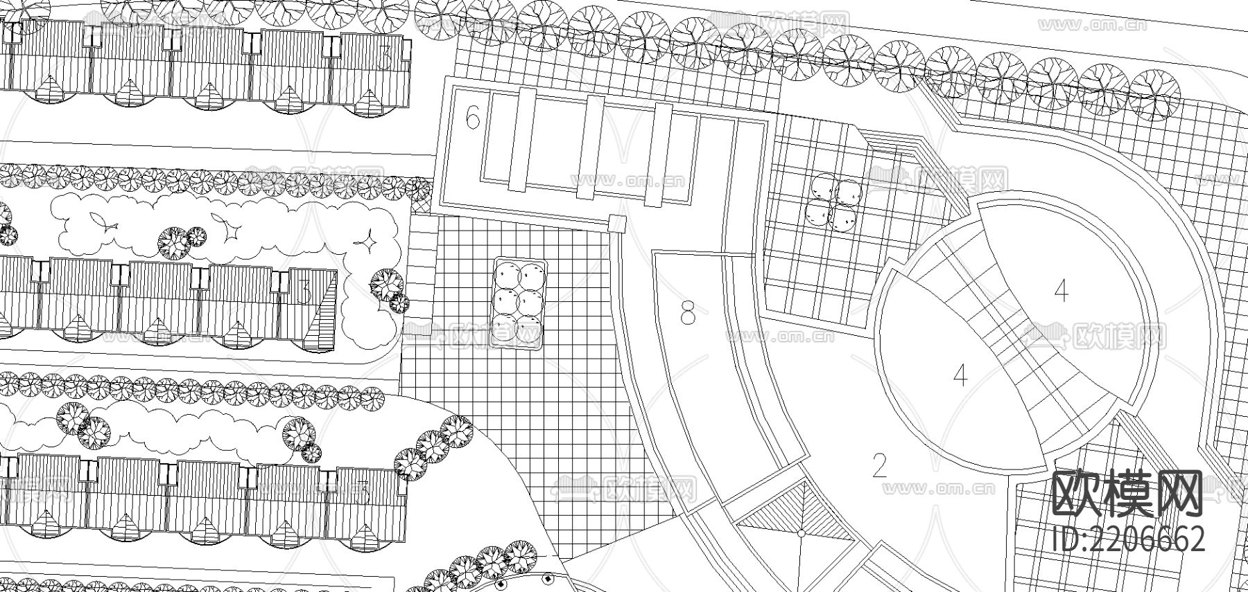 阳光小区规划cad施工图下载（渲染图1）