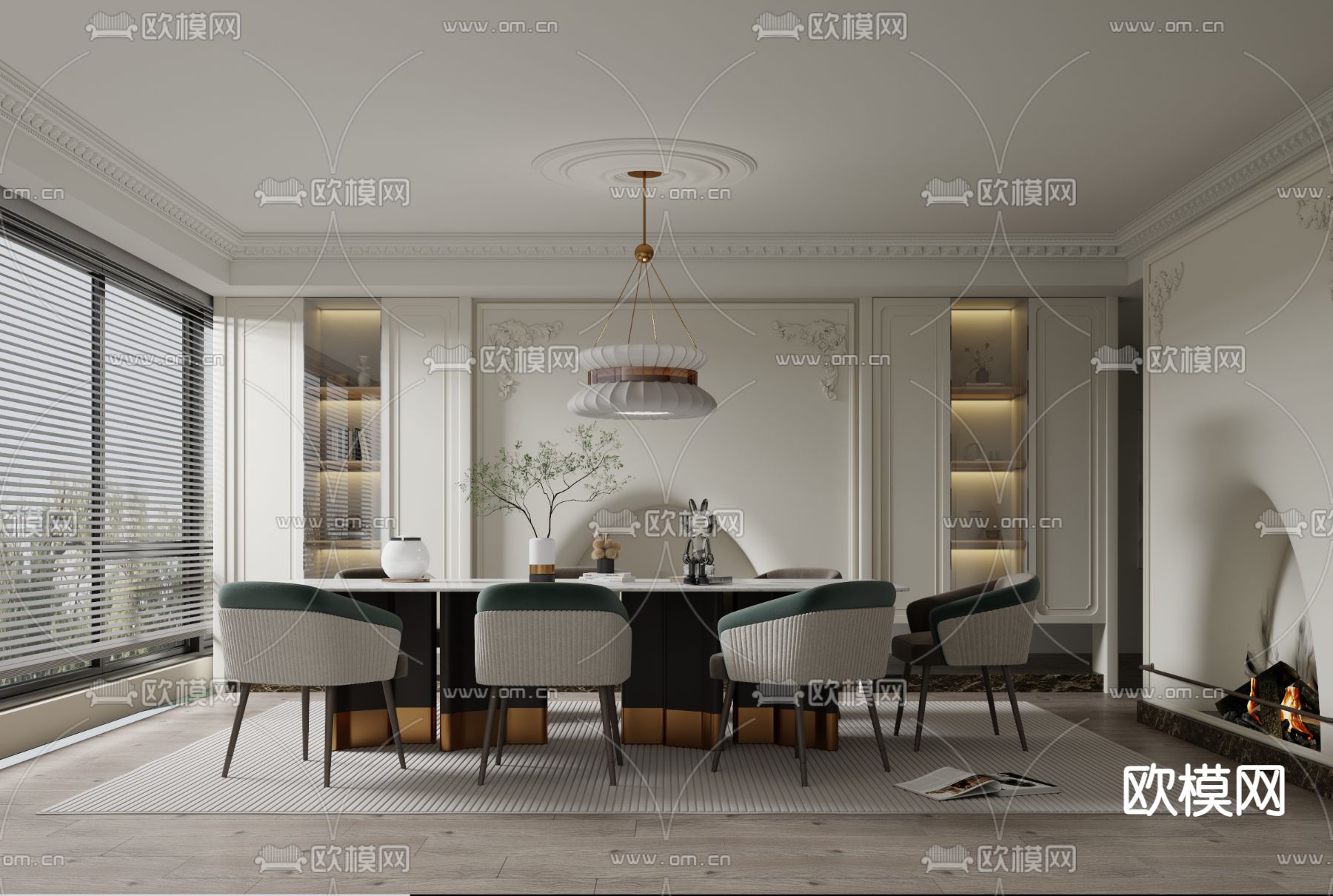 现代轻奢餐厅3d模型下载