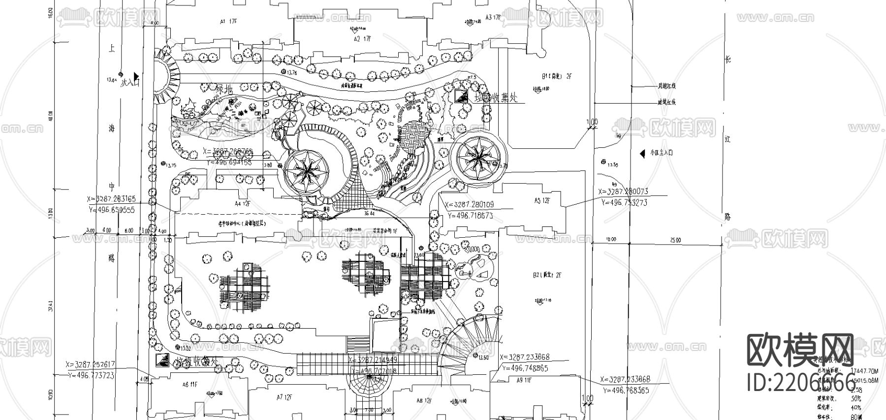新贵府邸小区总平面cad施工图下载（渲染图2）