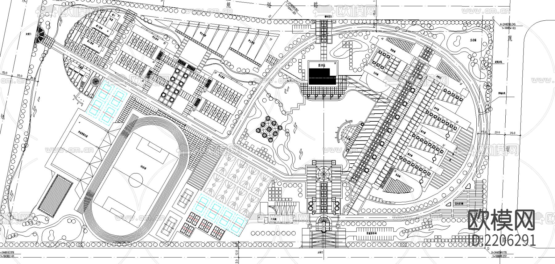 学校教学楼cad平面图下载（渲染图1）
