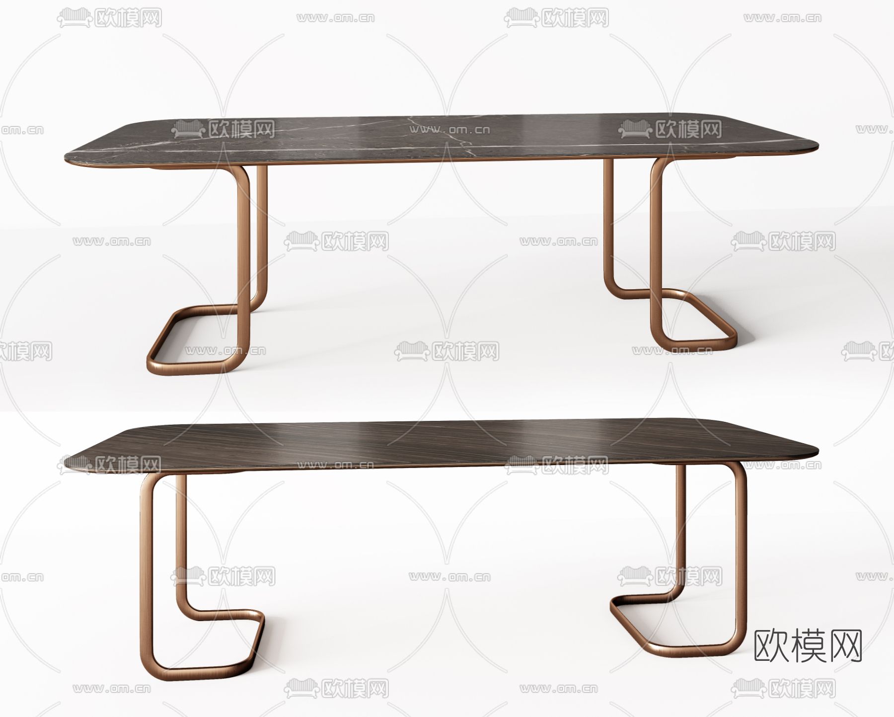 Minotti 现代条形餐桌3d模型下载（渲染图1）