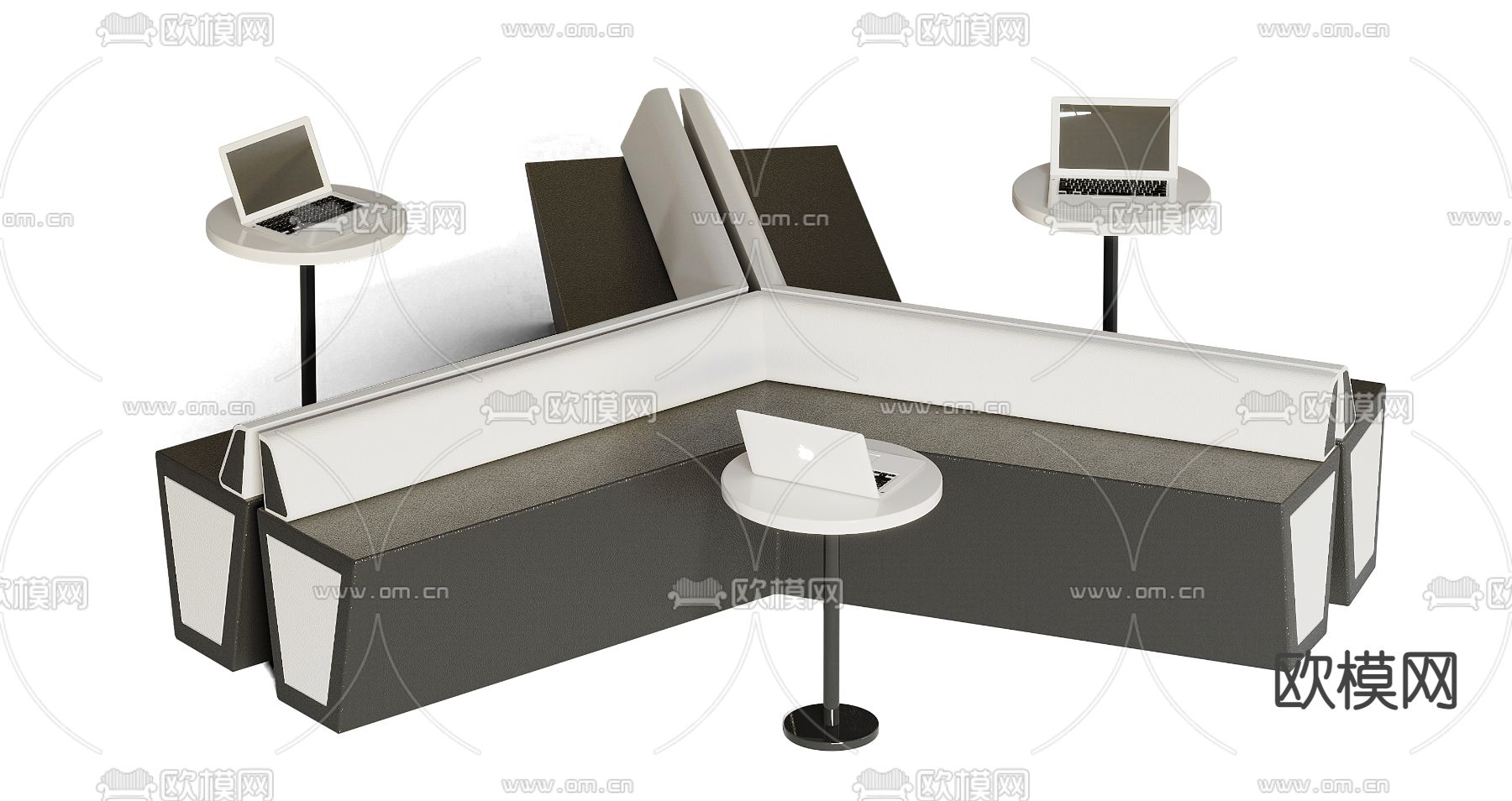 现代创意长条休闲沙发3d模型下载（渲染图2）