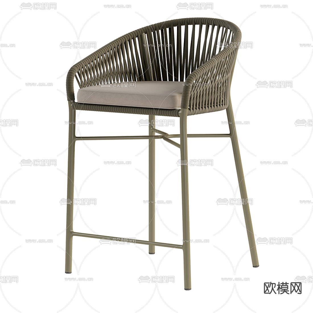 现代藤编吧椅3d模型下载（渲染图4）