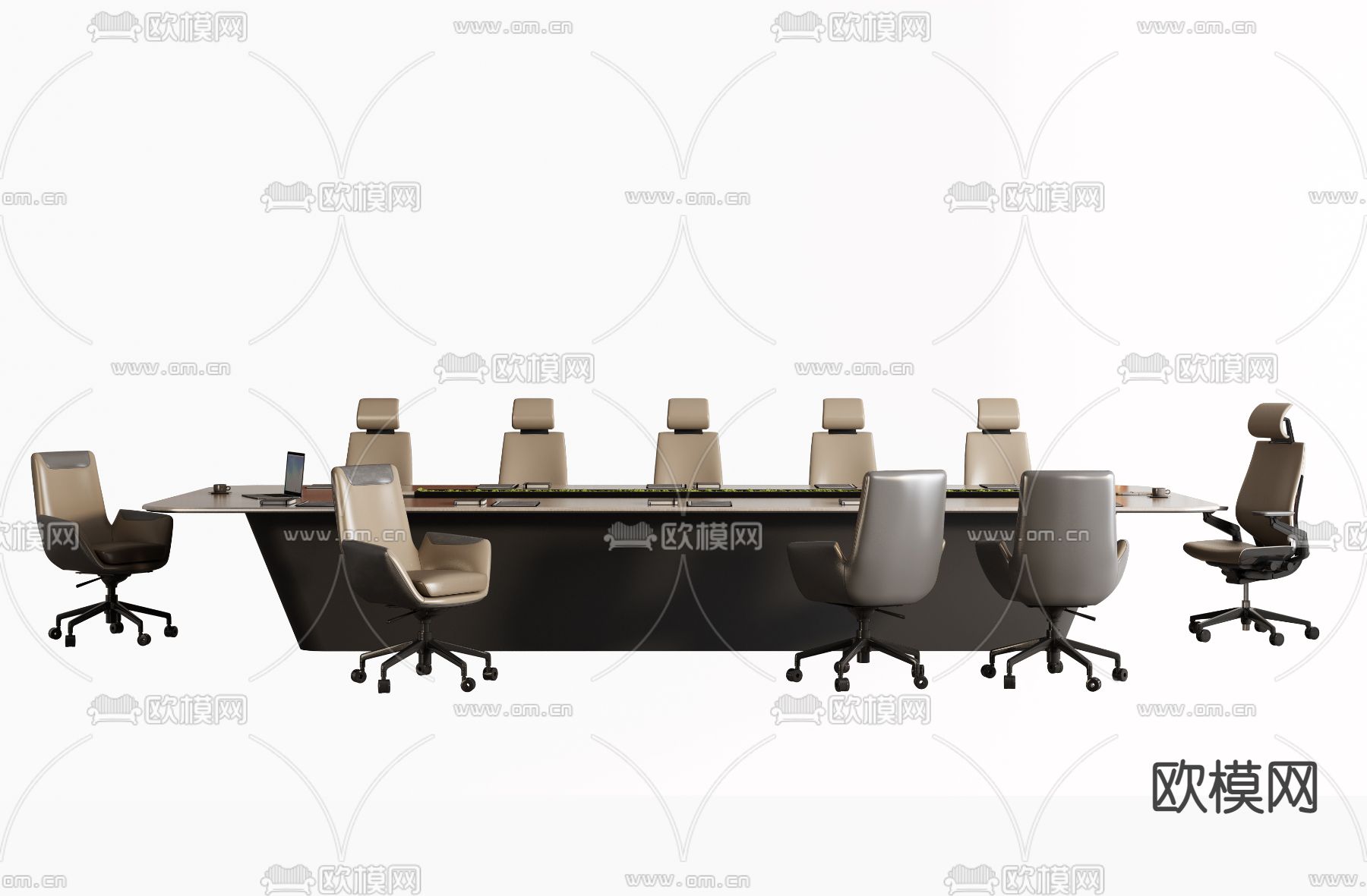 现代条形会议桌椅3d模型