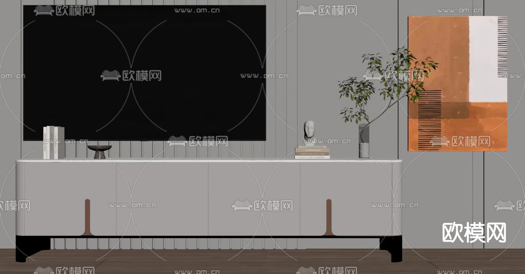 现代电视柜su模型