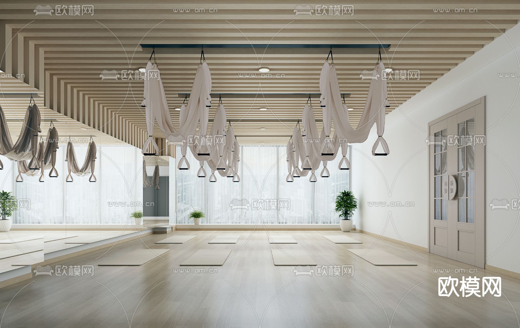 现代普拉提瑜伽室3d模型下载