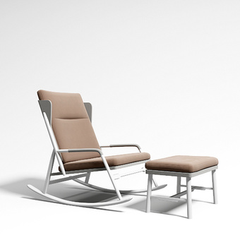 现代咖色布艺单人摇椅3d模型