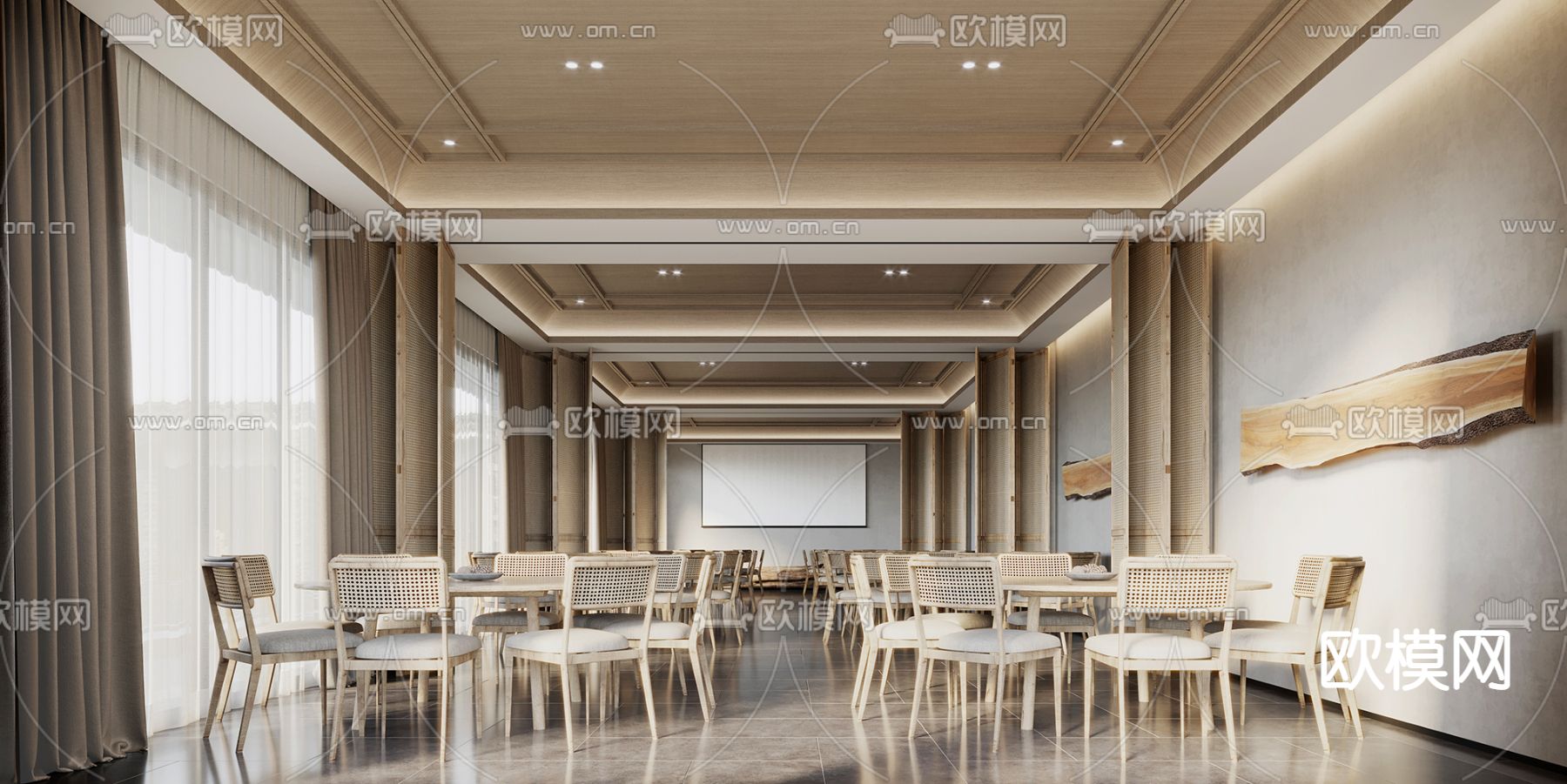 现代餐厅3d模型下载（渲染图1）