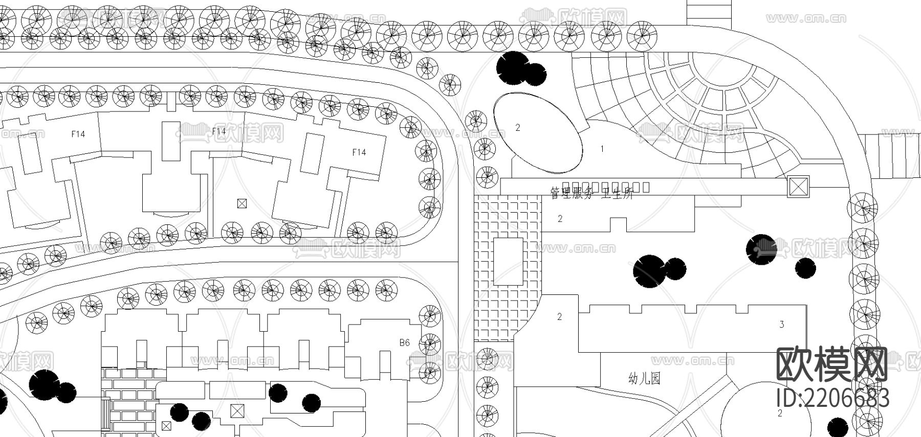 湘诚小区总平面cad施工图下载（渲染图2）