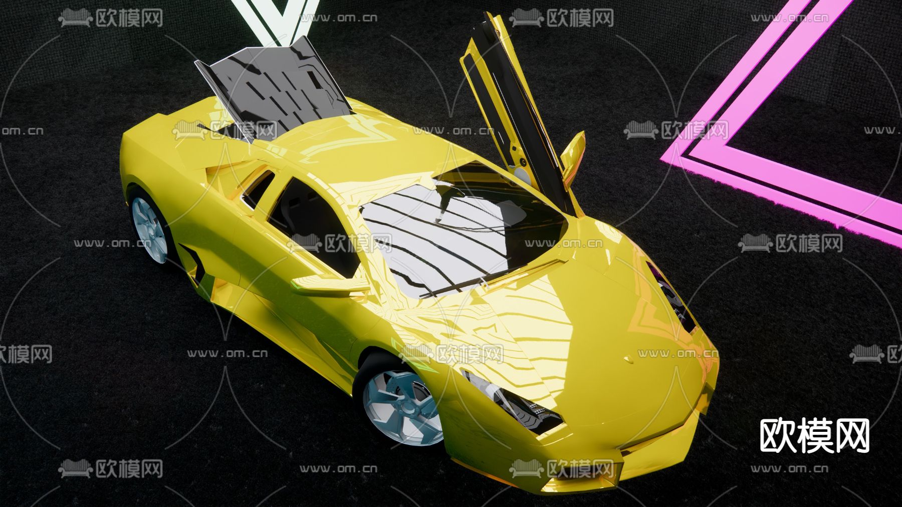 现代黄色兰博基尼su模型