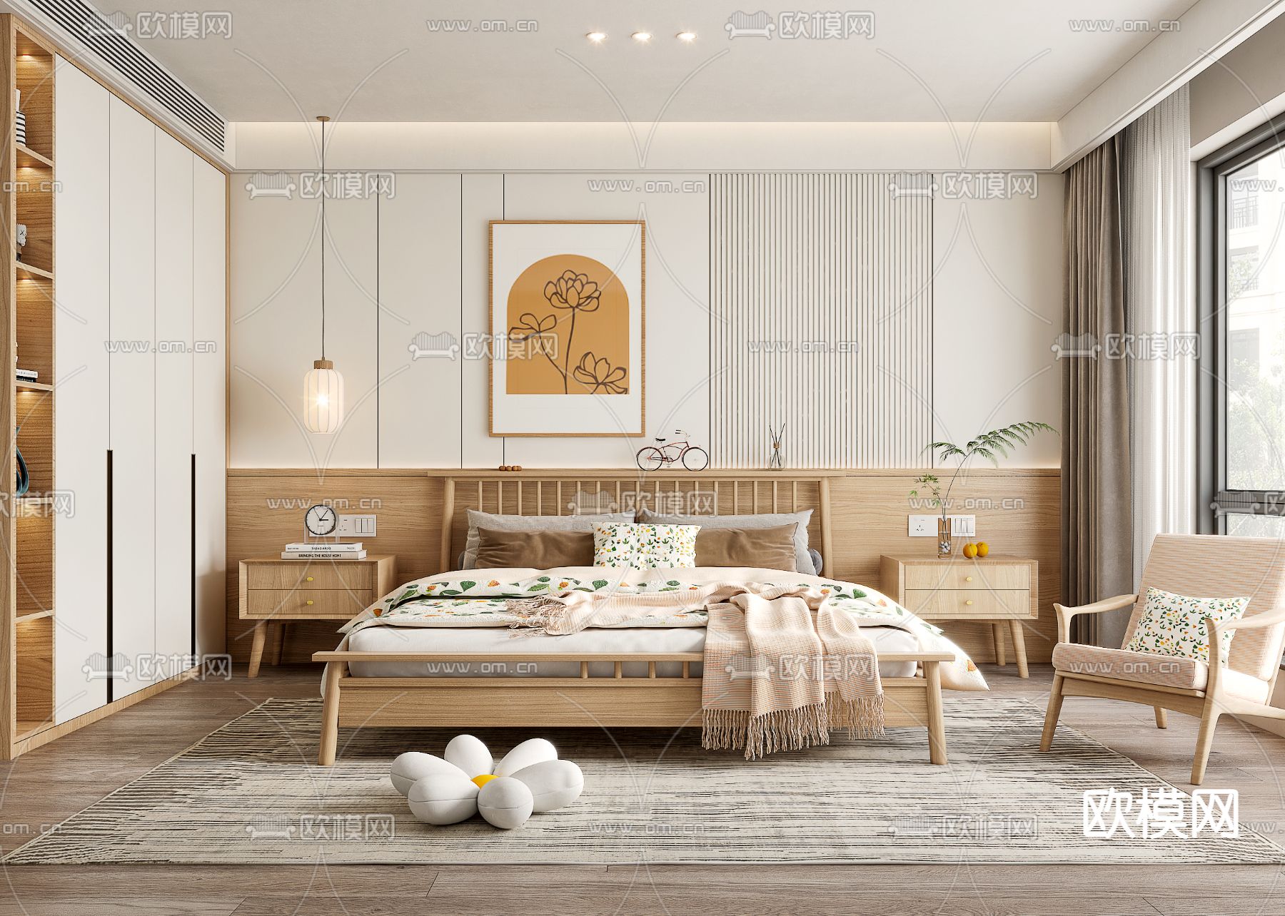 日式卧室主人房3d模型下载