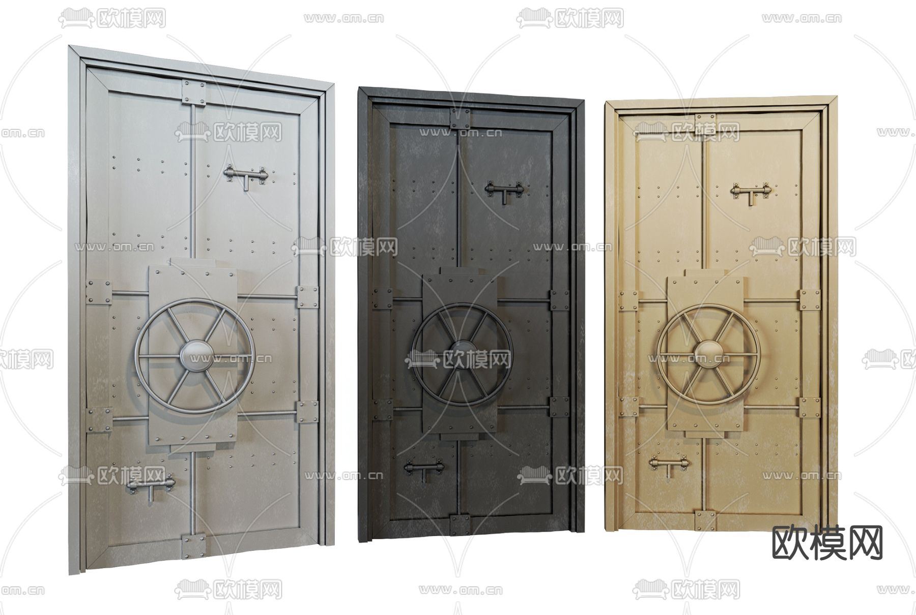 工业风仓谷门密闭门su模型下载（渲染图1）