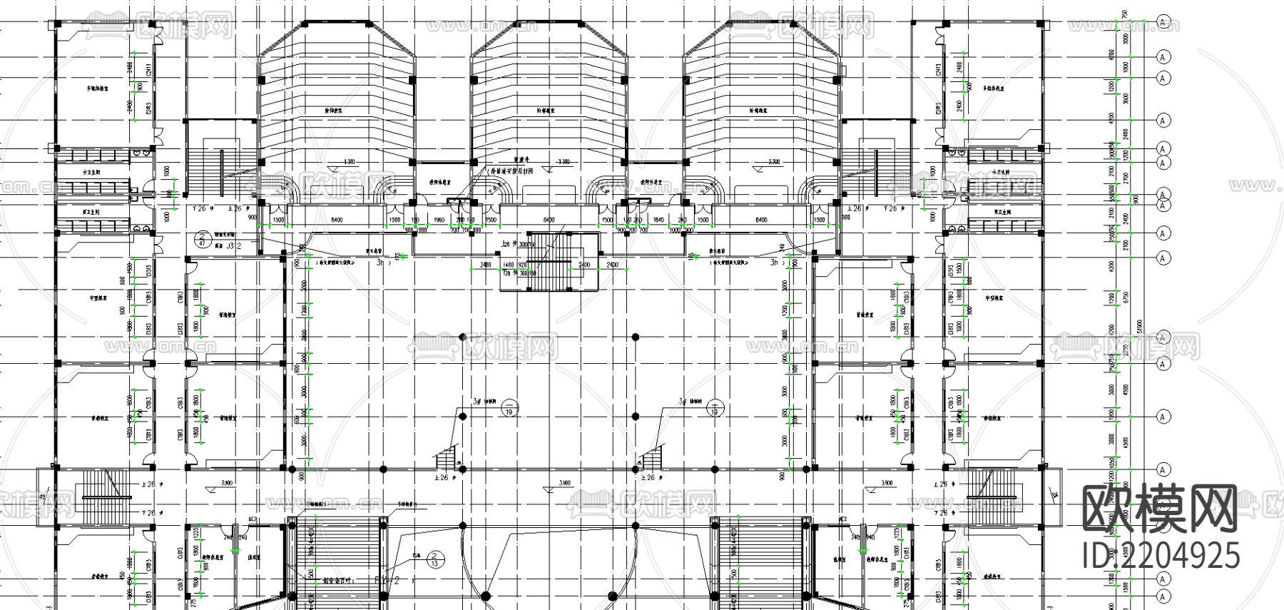 某学校全套CAD建筑施工图下载（渲染图2）