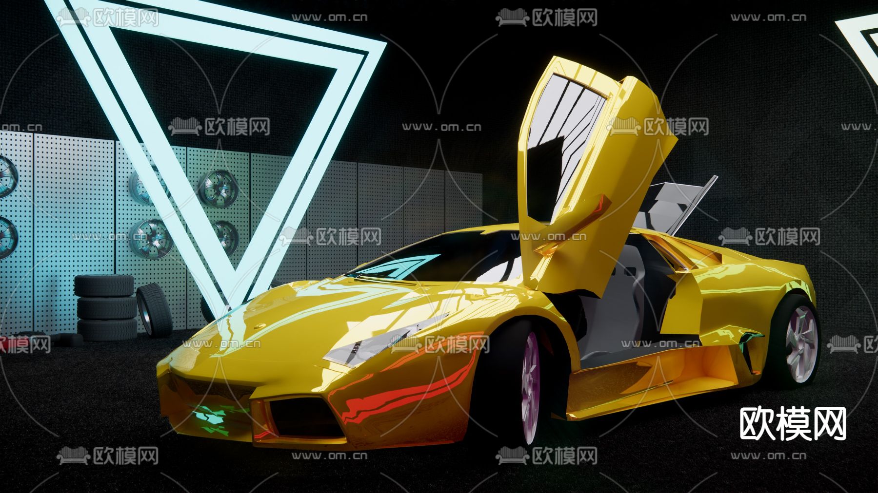 现代黄色兰博基尼su模型
