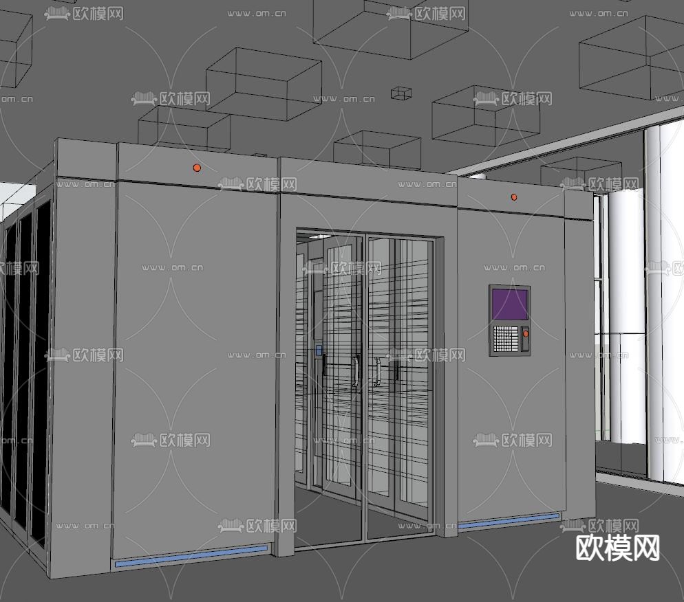 现代数据中心机房su模型下载（渲染图4）