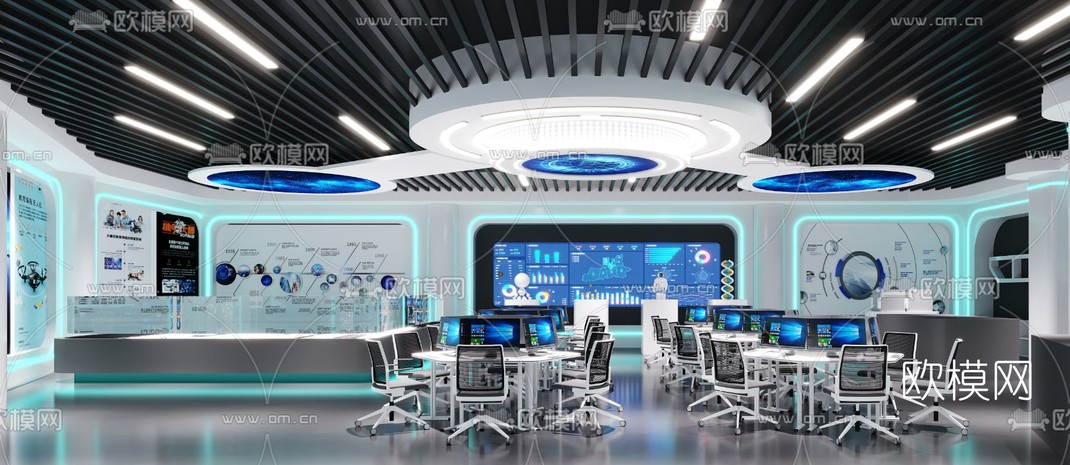 现代科技风办公室3d模型下载_ID12039347_3dmax免费模型-欧模网