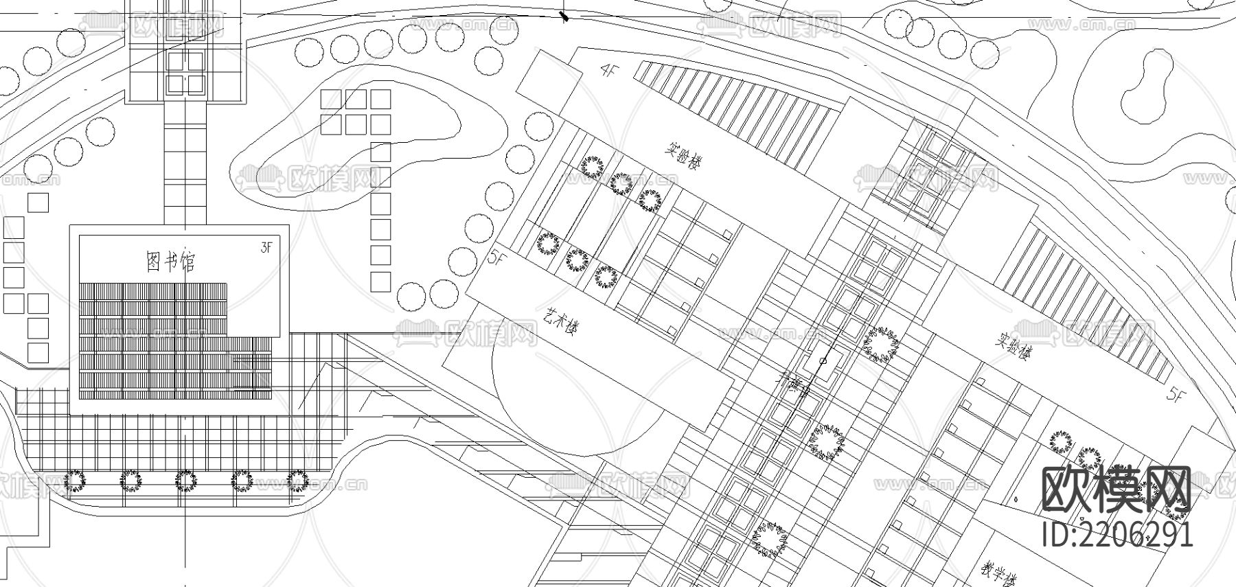 学校教学楼cad平面图下载（渲染图3）