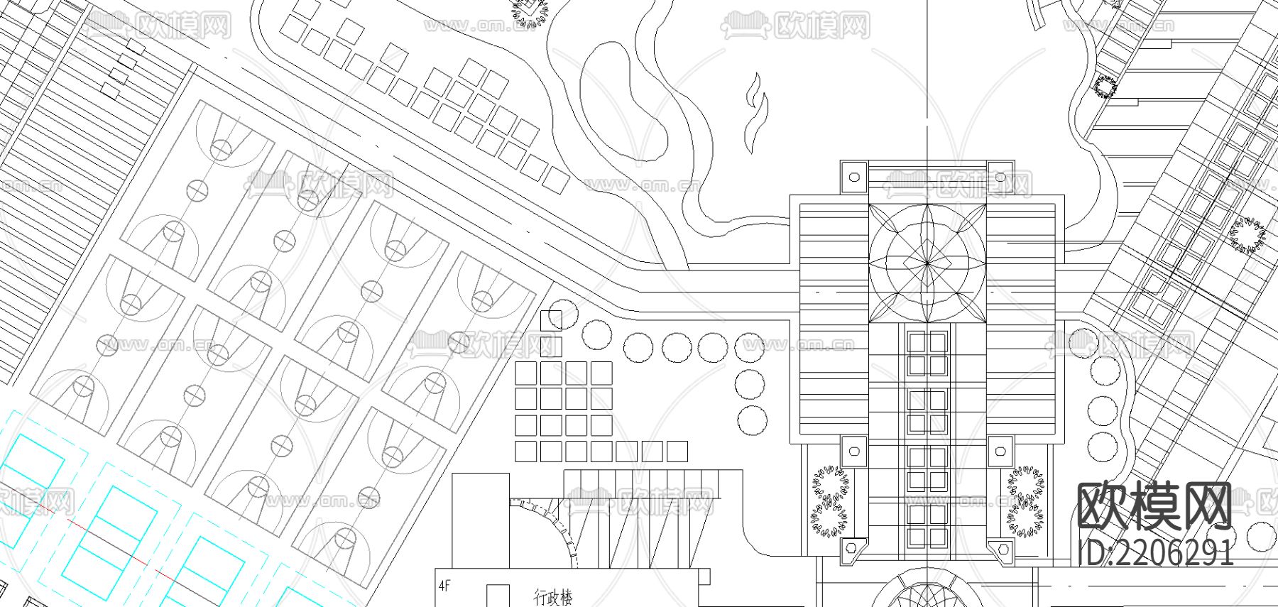 学校教学楼cad平面图下载（渲染图2）