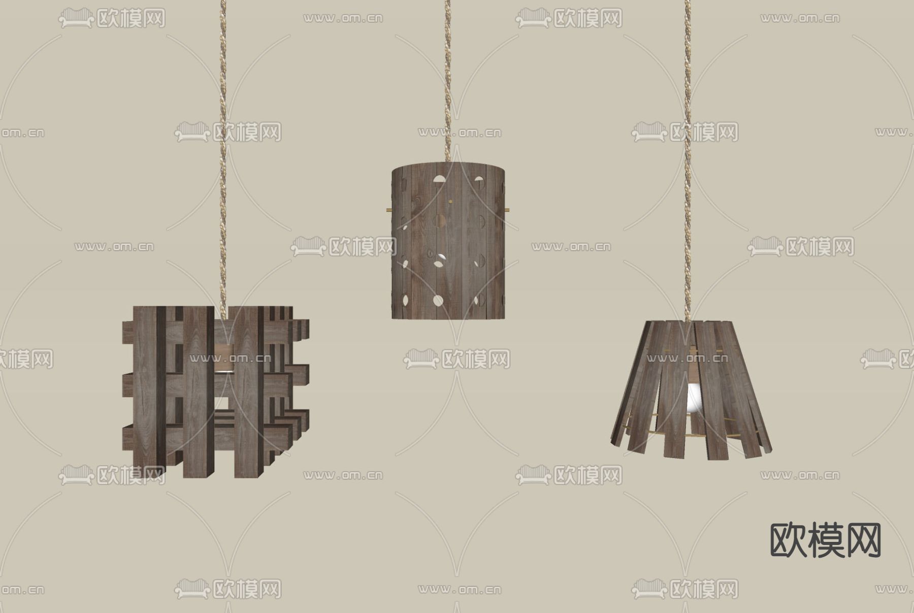 侘寂风吊灯su模型下载（渲染图2）