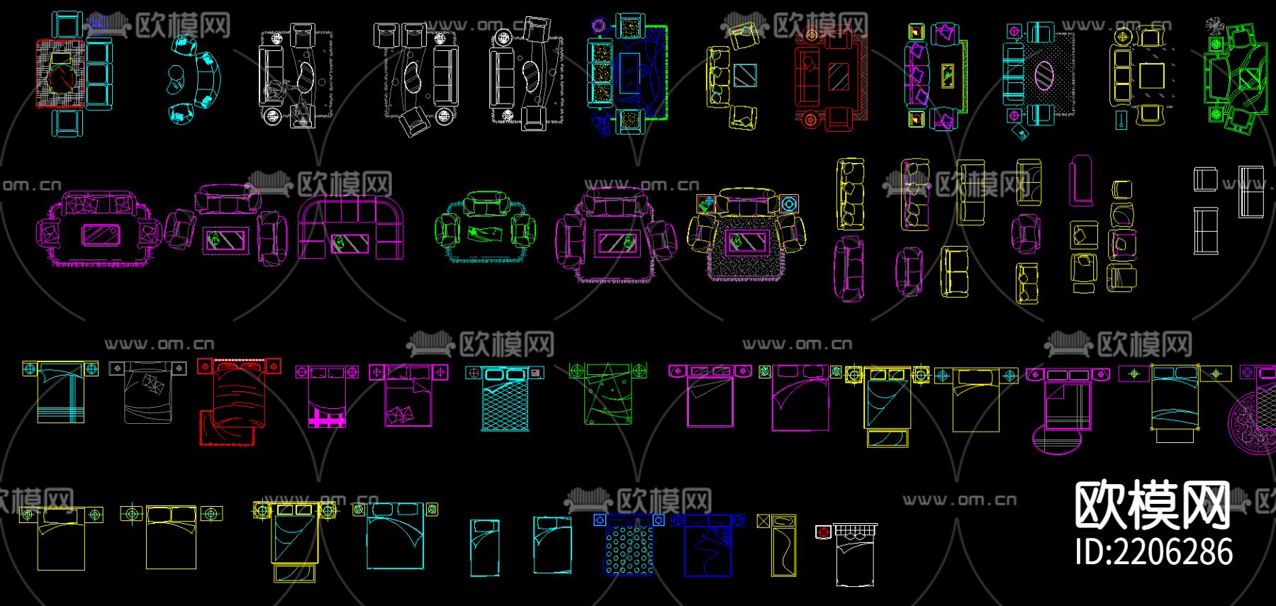 室内家具CAD图库下载（渲染图1）