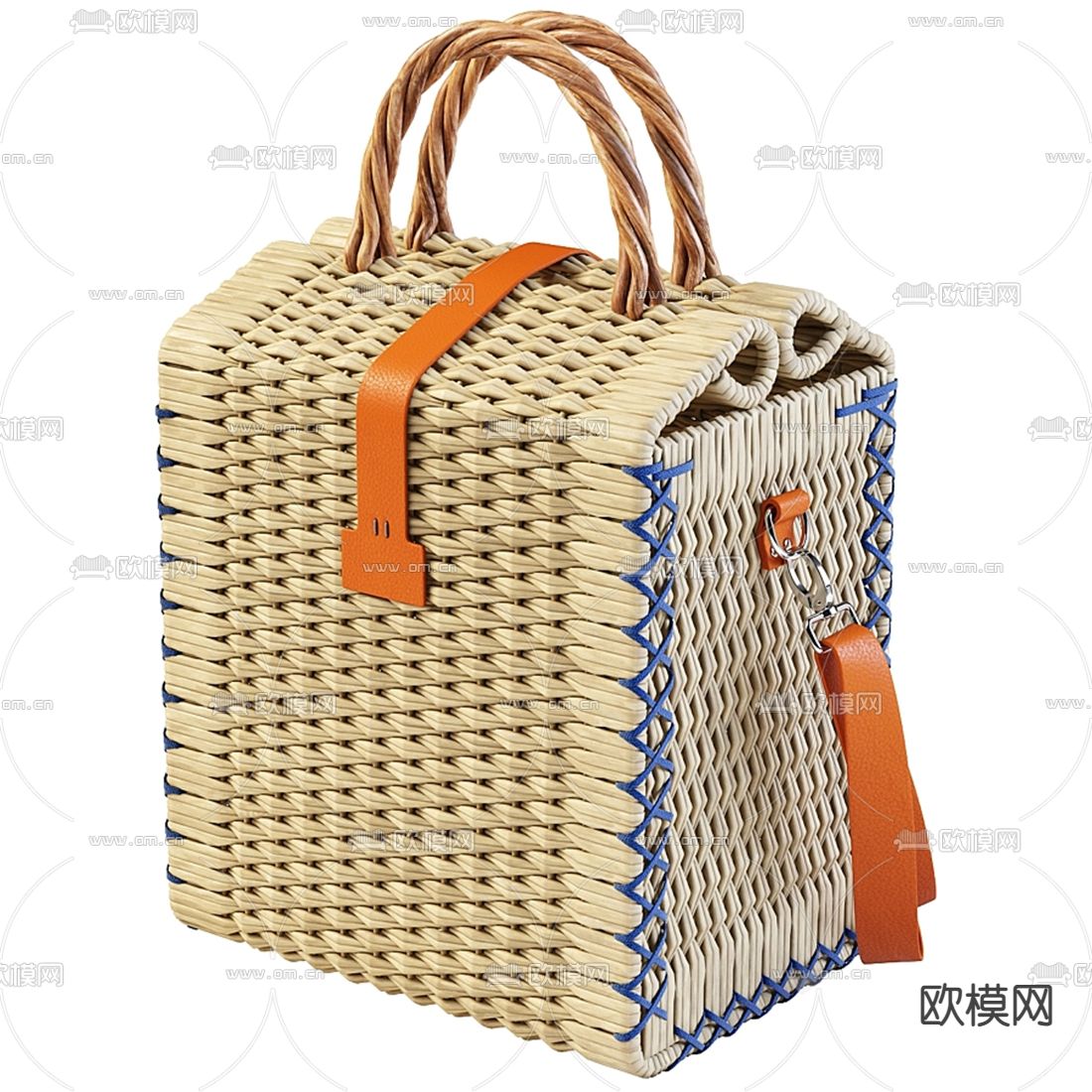 北欧藤编手提包3d模型下载（渲染图1）