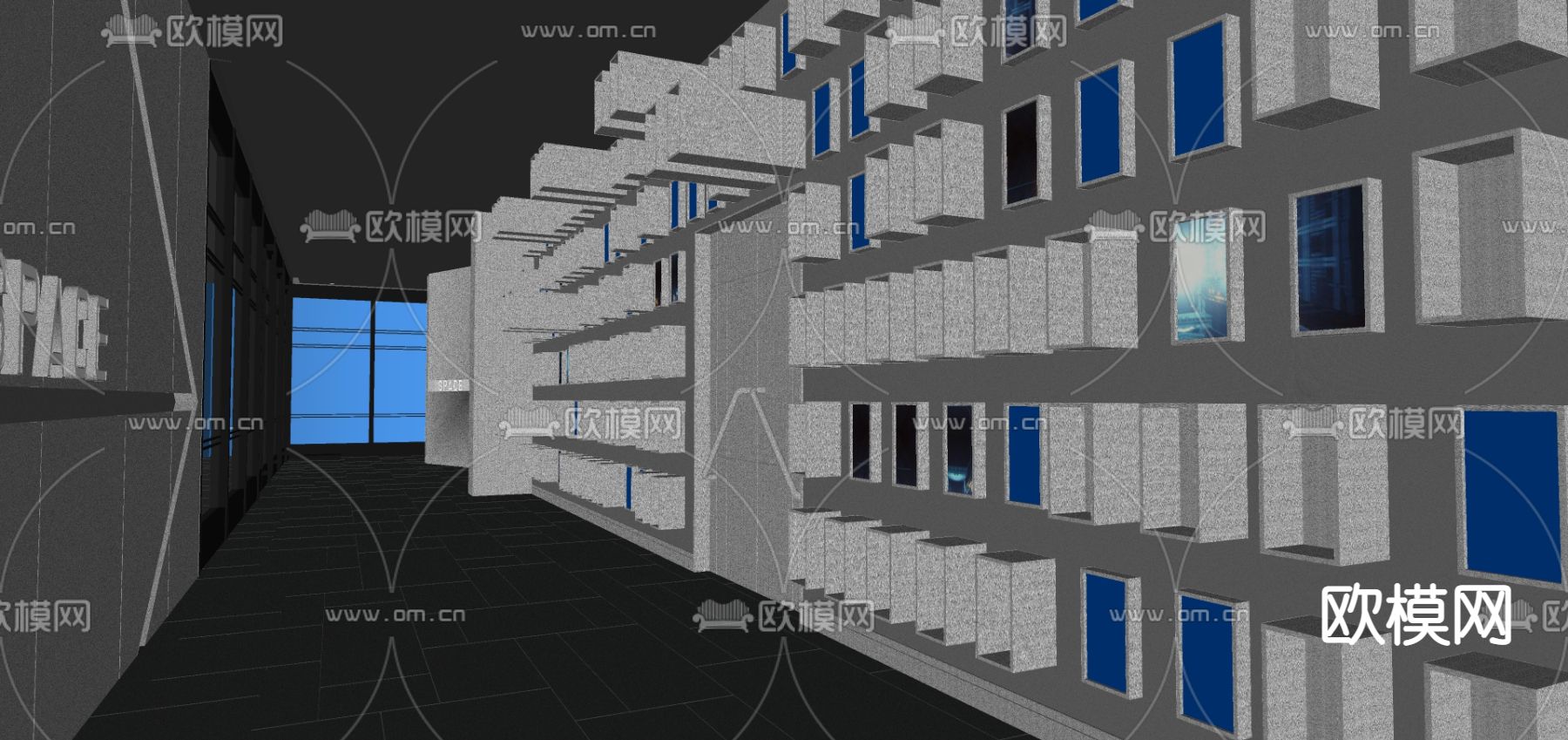 现代电影院走廊su模型下载