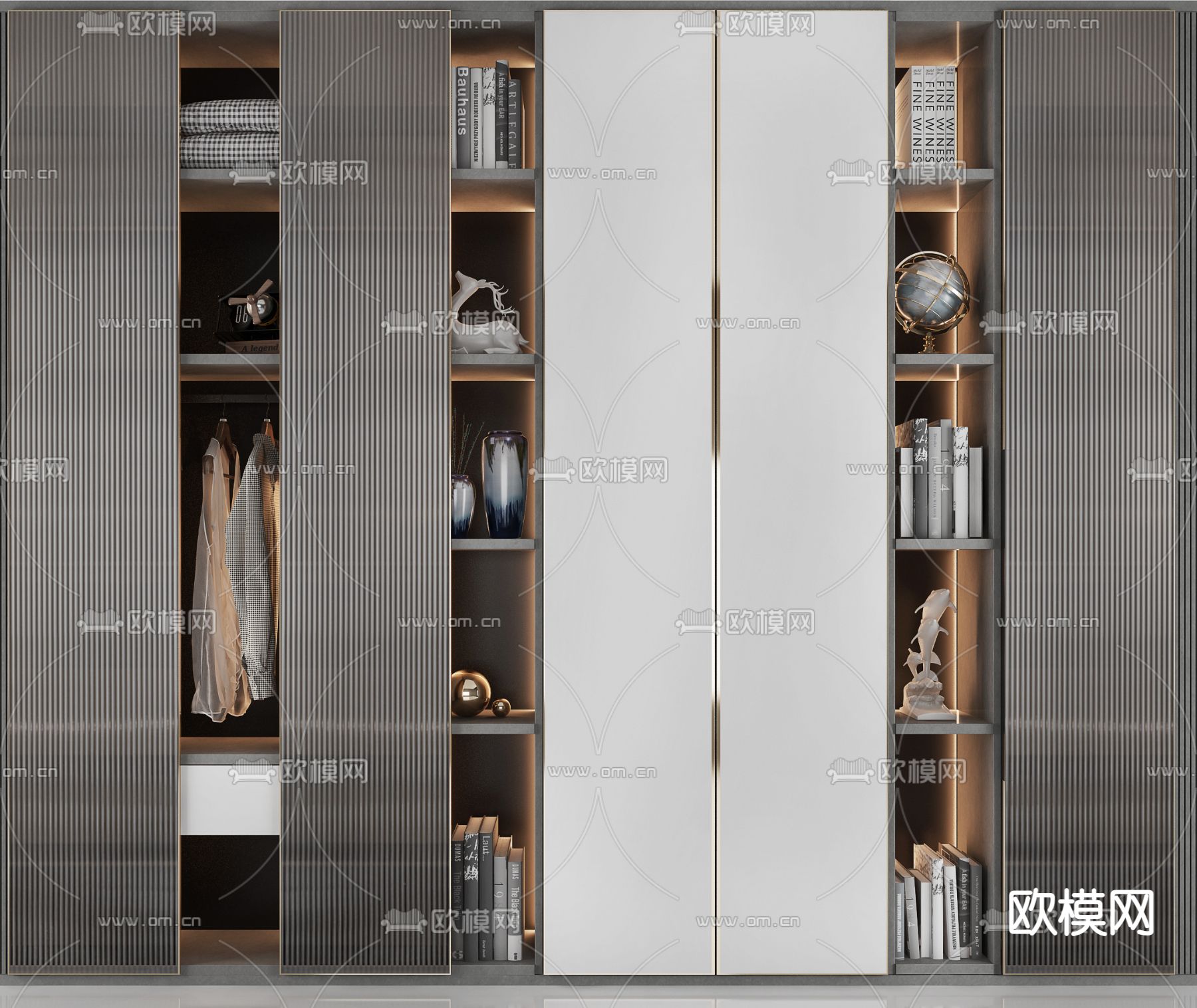 现代轻奢衣柜3d模型下载（渲染图2）
