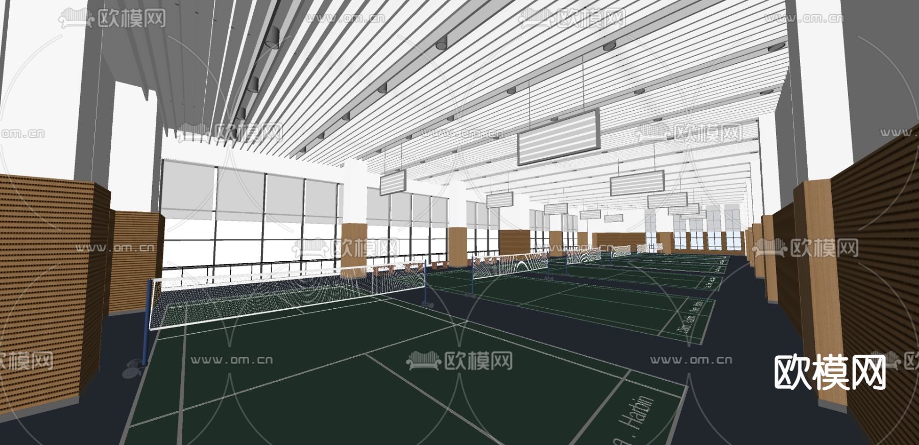 现代羽毛球馆su模型下载