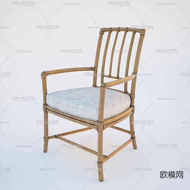 北欧简约布艺藤椅免费3d模型下载