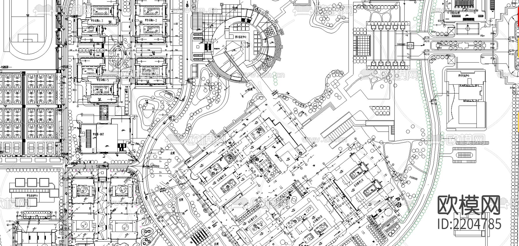 某校区规划CAD平面图下载（渲染图2）