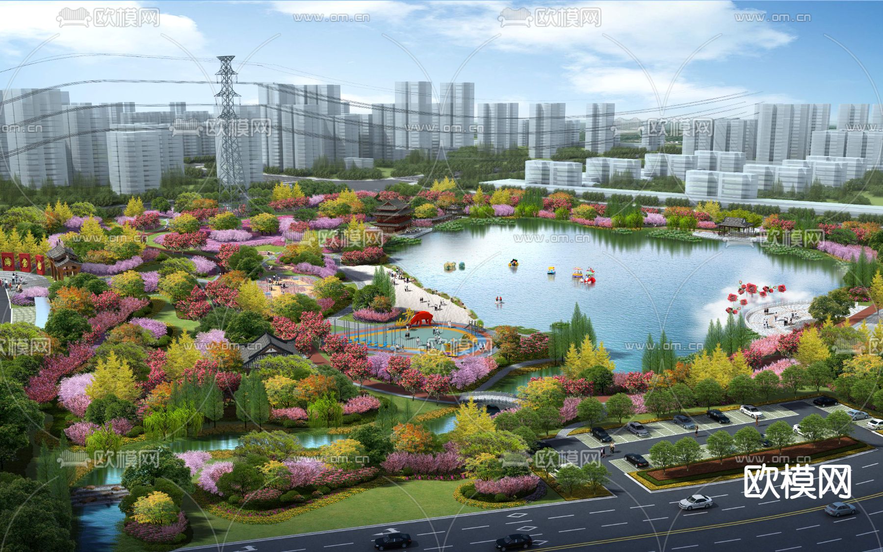现代湿地公园景观PSD下载_ID12031683_3dmax免费模型-欧模网