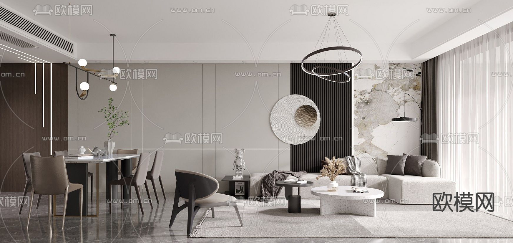 现代客餐厅3d模型下载_ID12038824_3dmax免费模型-欧模网