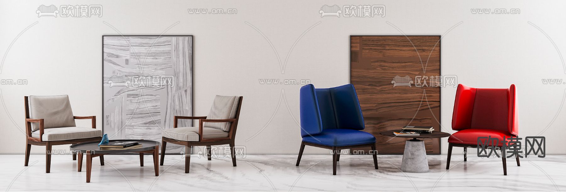 孟菲斯皮革休闲沙发3d模型下载