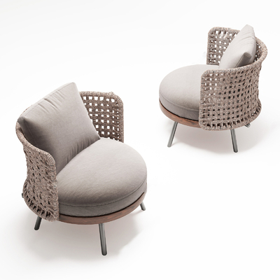  侘寂风编织布艺户外休闲椅su模型 