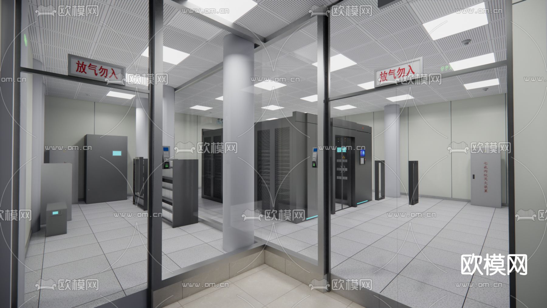 现代数据中心机房su模型下载（渲染图1）