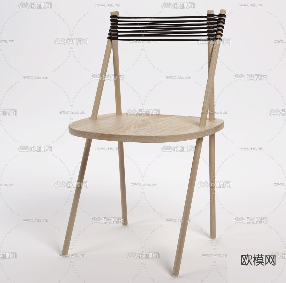 北欧简约实木绳编艺术休闲椅免费3d模型下载_ID12040219_3dmax免费模型-欧模网