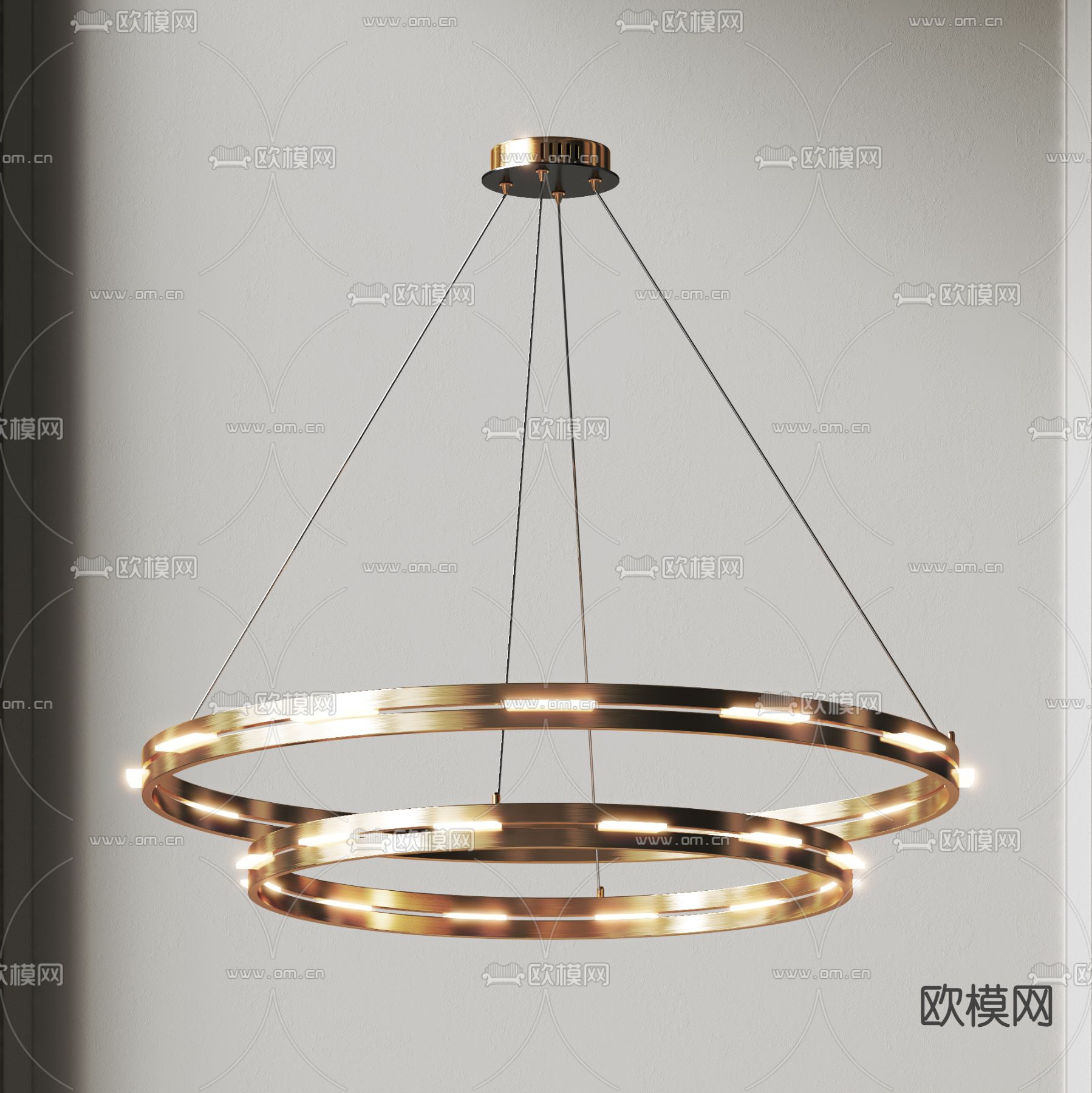 现代金属双层环形吊灯3d模型下载_ID12039111_3dmax免费模型-欧模网