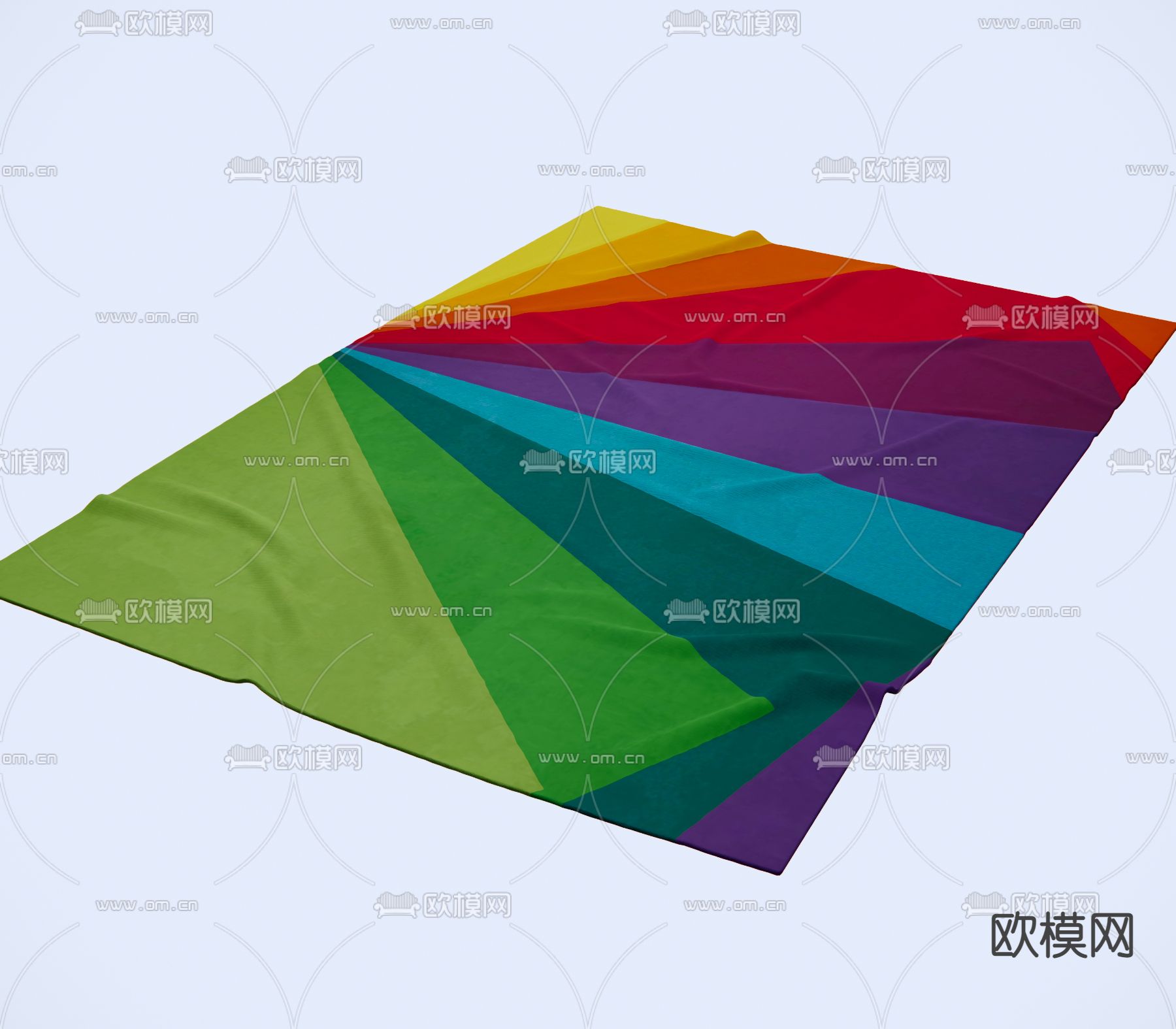 孟菲斯艺术色块地毯su模型下载（渲染图2）