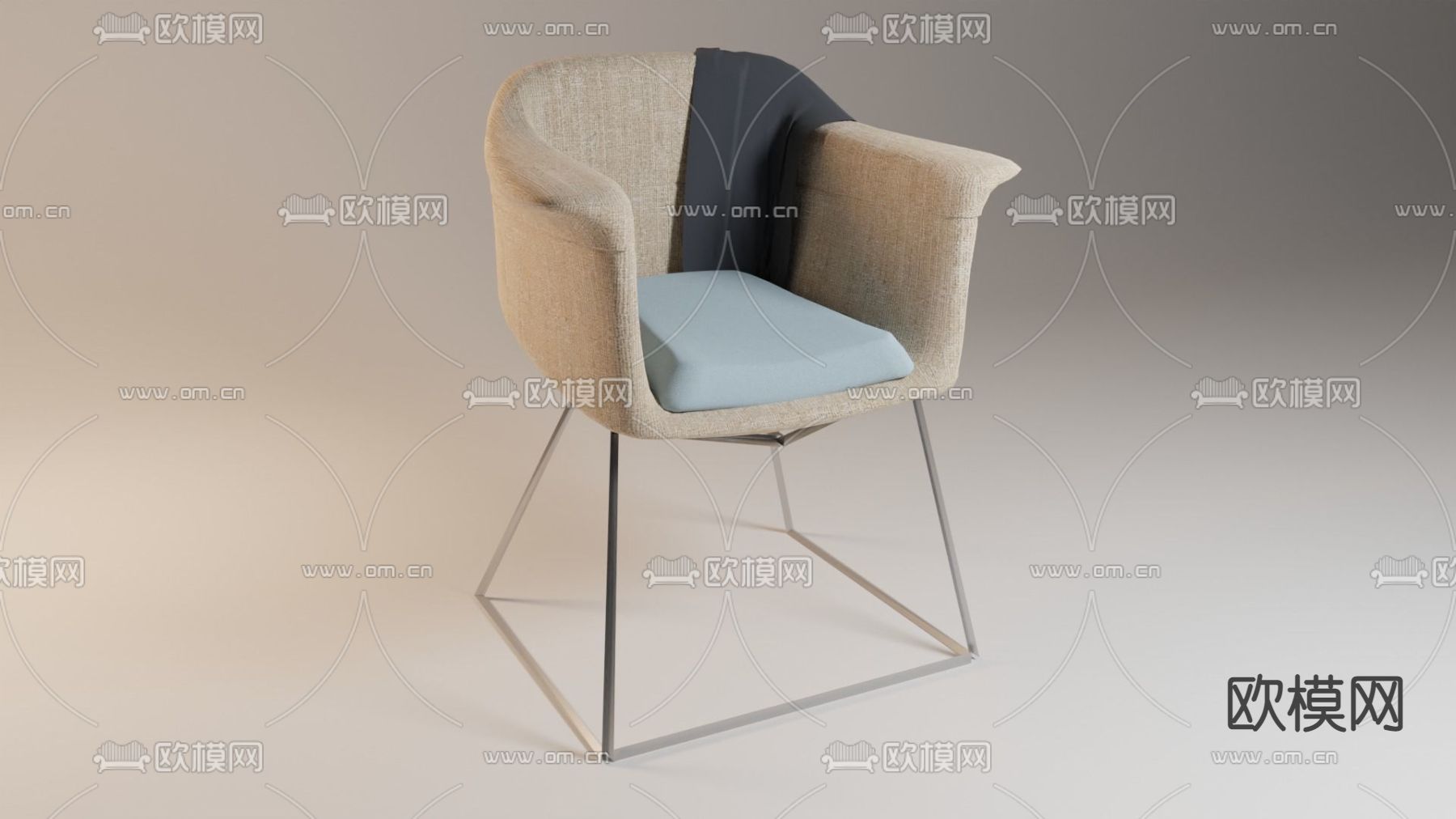 现代极简不锈钢布艺休闲椅免费3d模型下载_ID12040303_3dmax免费模型-欧模网