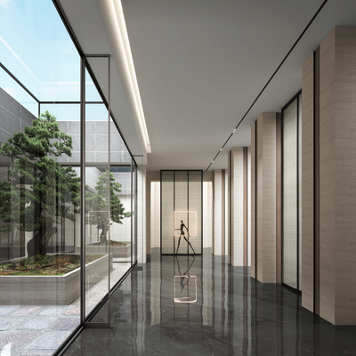 售楼处天井走廊过道3d模型