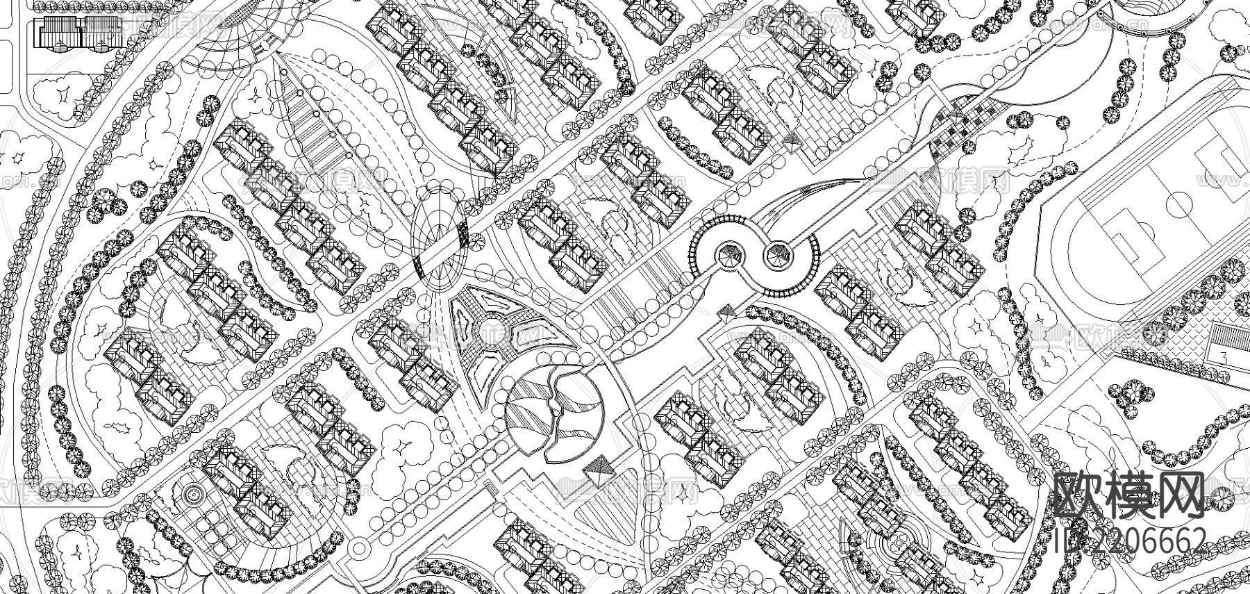 阳光小区规划cad施工图下载（渲染图2）