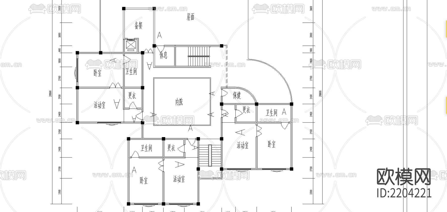 幼儿园建筑CAD施工图下载（渲染图1）