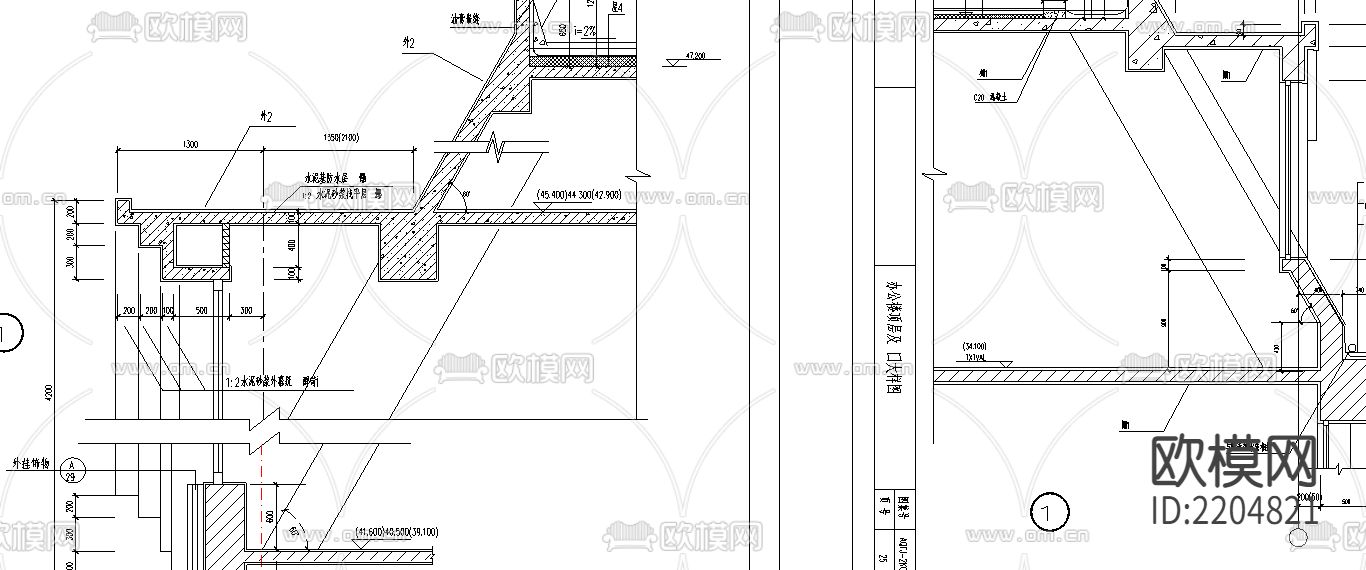 办公楼墙身CAD大样图下载（渲染图2）
