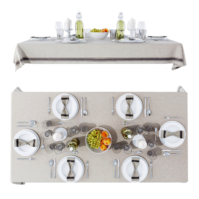  现代餐具su模型 