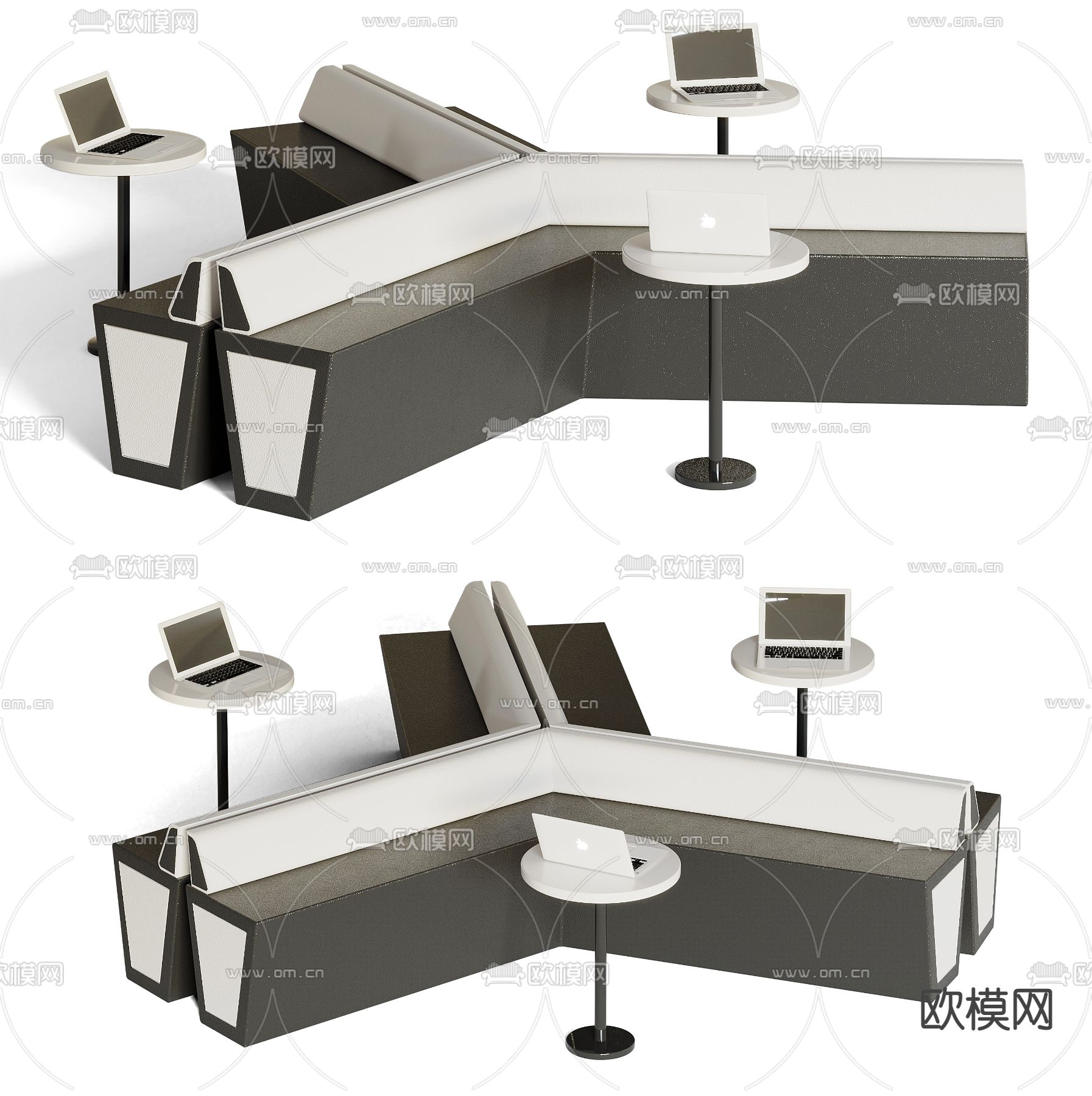 现代创意长条休闲沙发3d模型下载（渲染图1）