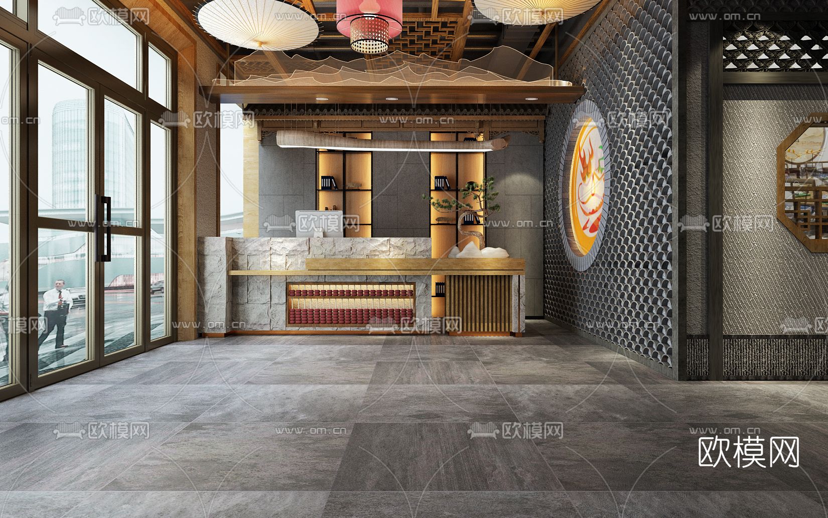 新中式火锅店前台3d模型下载_ID12039472_3dmax免费模型-欧模网