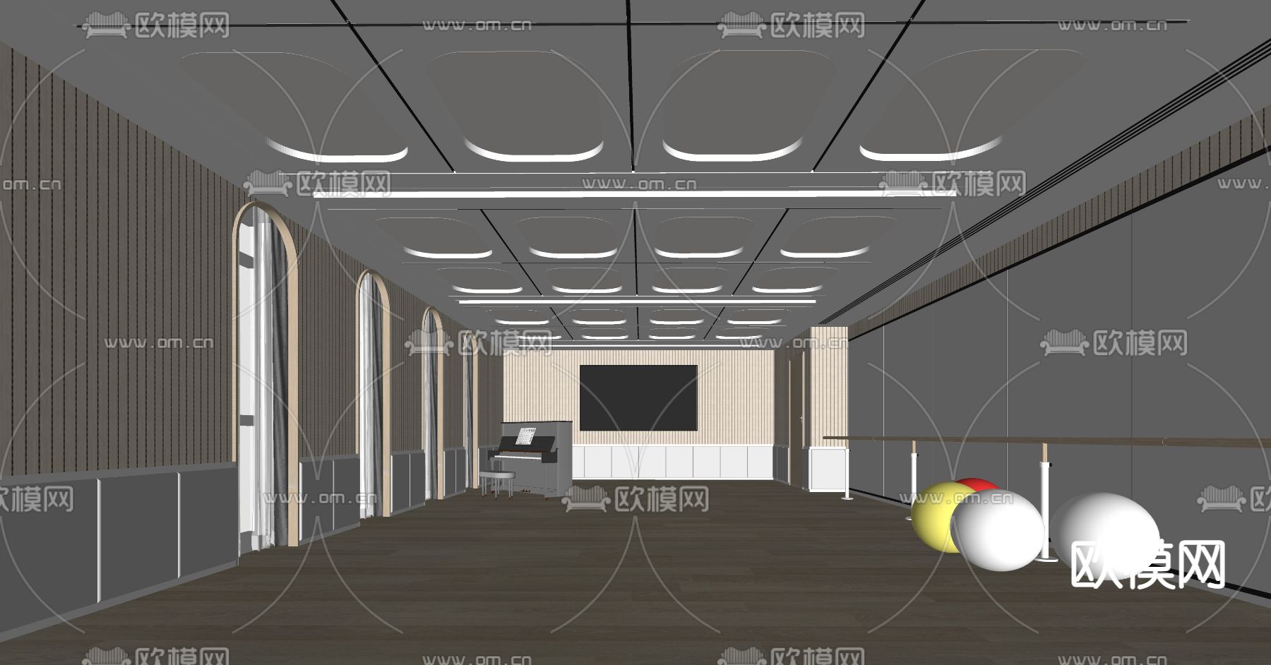 现代舞蹈教室培训教室su模型